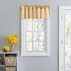 Ellis Stacey Solid Color Window 3" Rod Pocket High Quality Fabric Lined Filler Valance 42"x13" Almond