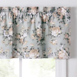 Ellis Bella Rose Stylish Medium Scale Printed Floral Pattern 1.5" Rod Pocket Tailored Valance 58"x15" Mist -Ellis Curtain Shop GUEST c9b34d71 591f 44e2 acf0 f87dceef0025