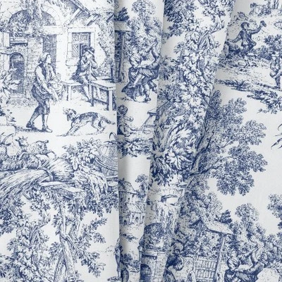 Ellis Curtain Victoria Park Toile Room Darkening Solid Color Lined Scallop Window Valance - 70 X15", Blue 1 Ellis Curtain Victoria Park Toile Room Darkening Solid Color Lined Scallop Window Valance - 70 X15", Blue