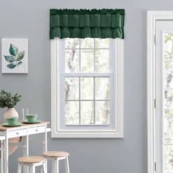 Ellis Curtain Shop 8 Ellis Stacey 1.5" Rod Pocket High Quality Fabric Solid Color Window Ruffled Filler Valance 54"x13" Harvest