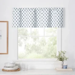 Ellis Curtain Manchester 3" Rod Pocket 100% Cotton Machine Wash And Dry Scallop Valance Lined 50" X 16" Blue