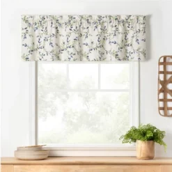 Ellis Vintage Stylish Medium Scale Printed Vine Pattern 1.5" Rod Pocket Tailored Valance 58"x15" Azure