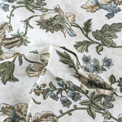 Ellis Curtain Madison Floral Design Printed Natural Ground 3" Rod Pocket Lined Scallop Valance 58" X 15" Blue 2 Ellis Curtain Madison Floral Design Printed Natural Ground 3" Rod Pocket Lined Scallop Valance 58" X 15" Blue - Image 2