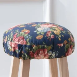Ellis Bella Rose Stylish Medium Scale Printed Floral Pattern Elastic Bottom Edge Barstool Cover 13"x13" Navy -Ellis Curtain Shop GUEST e1240d84 97e3 44f4 b7cb d4e22a6ffd6b