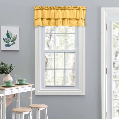 Ellis Stacey 1.5" Rod Pocket High Quality Fabric Solid Color Window Ruffled Filler Valance 54"x13" Yellow 1 Ellis Stacey 1.5" Rod Pocket High Quality Fabric Solid Color Window Ruffled Filler Valance 54"x13" Yellow