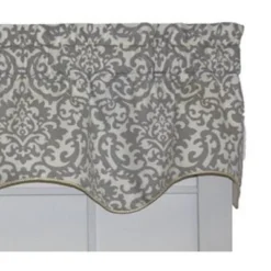 Ellis Curtain Duncan High Quality Room Darkening Solid Natural Color Lined Scallop Window Valance - 50 X15" Sterling