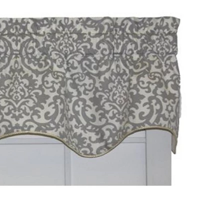Ellis Curtain Duncan High Quality Room Darkening Solid Natural Color Lined Scallop Window Valance - 50 X15" Sterling 1 Ellis Curtain Duncan High Quality Room Darkening Solid Natural Color Lined Scallop Window Valance - 50 X15" Sterling