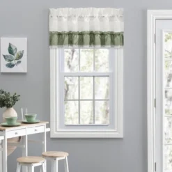 Ellis Curtain Madelyn Ruffled Victorian 1.5" Rod Pocket Valances For Windows 60" X 16" Sage