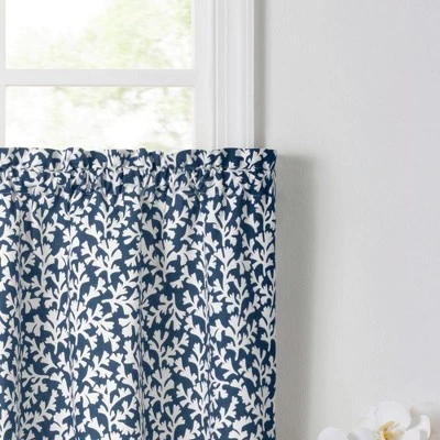 Ellis Curtain Sea Tumble 3" Rod Pocket 100% Cotton Machine Wash And Dry Tailored Valance 50" X 16" Navy 2 Ellis Curtain Sea Tumble 3" Rod Pocket 100% Cotton Machine Wash And Dry Tailored Valance 50" X 16" Navy - Image 2