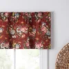Ellis Bella Rose Stylish Medium Scale Printed Floral Pattern 1.5" Rod Pocket Tailored Valance 58"x15" Red