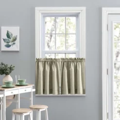 Ellis Curtain Lisa Solid Poly Cotton Duck Fabric Tailored Tiers For Living Rooms And Dining Rooms Mist -Ellis Curtain Shop GUEST fa34d69c 72b9 4230 b3a2 552155a6645b