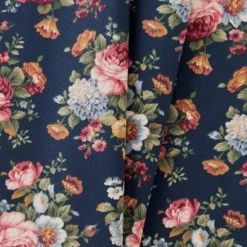 Ellis Bella Rose Stylish Medium Scale Printed Floral Pattern 1.5" Rod Pocket Tailored Swag 56"x36" Navy -Ellis Curtain Shop GUEST fcd8d914 ef90 40c7 9388 deabdaf030f2 2
