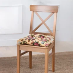Ellis Bella Rose Excusive Medium Scale Printed Floral Pattern Non-Skid Chair Pad -Ellis Curtain Shop GUEST fed2d8aa 5025 4ac2 aa39 4540d535ac3c