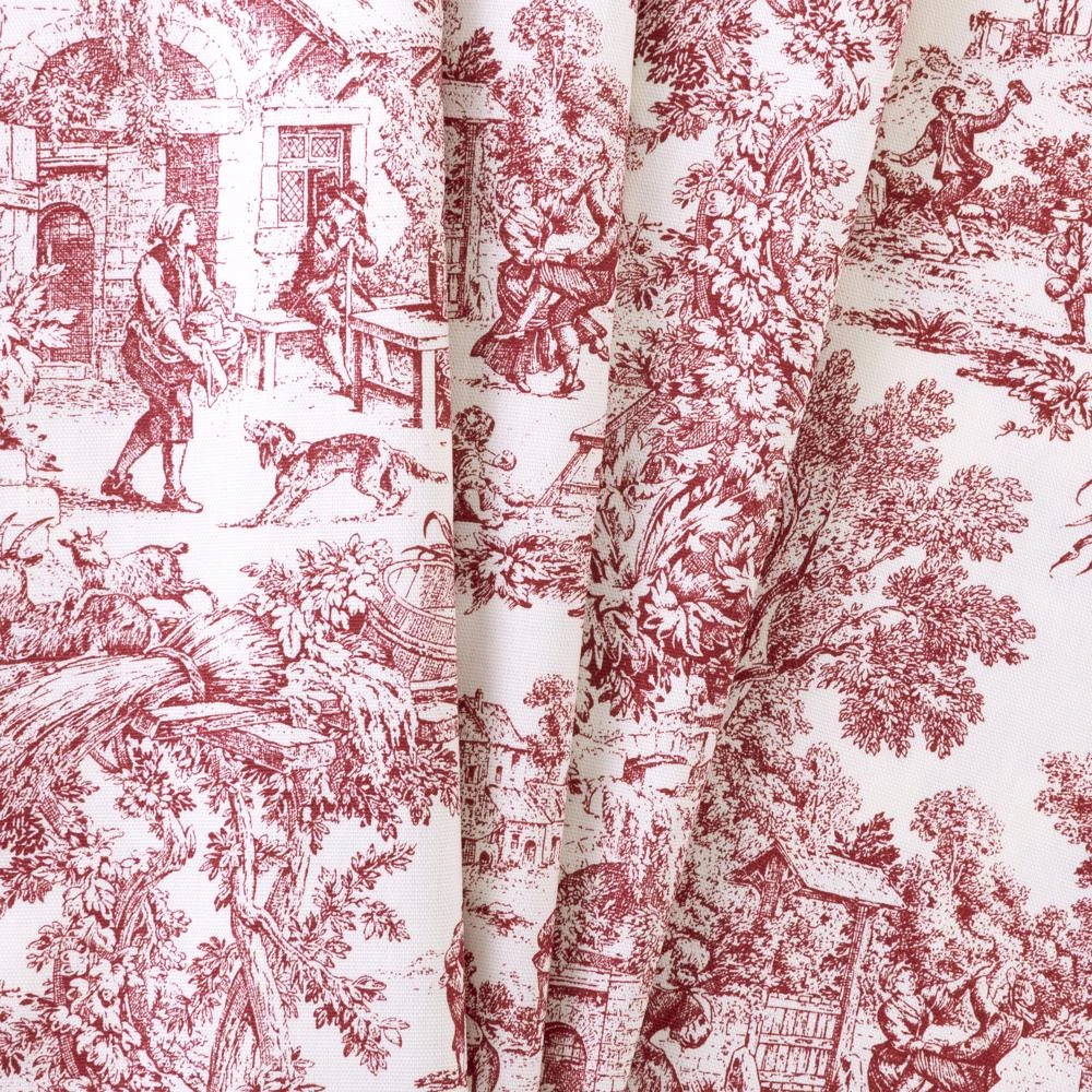Ellis Curtain Victoria Park Toile Precise Patterned High Quality Water Proof Bathroom Shower Curtain - 70 X 72", Red 3 Ellis Curtain Victoria Park Toile Precise Patterned High Quality Water Proof Bathroom Shower Curtain - 70 X 72", Red - Image 3